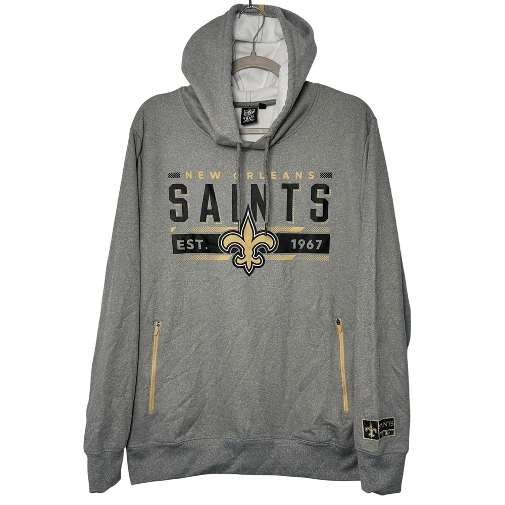 NFL Team Apparel Men's New Orleans Saints Football Gray Hoodie Size Medium‎